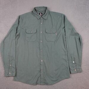 Flylow Handlebar Tech Flannel Shirt Mens XL Green Snap Button Outdoor Utility